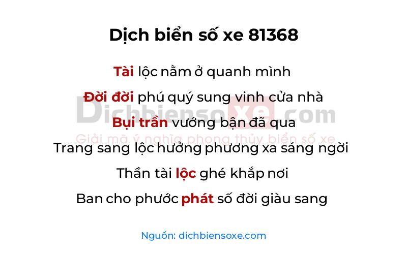 Dịch thơ biển số 81368