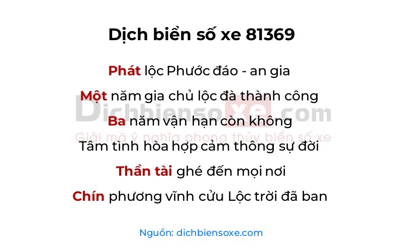 Dịch thơ biển số 81369