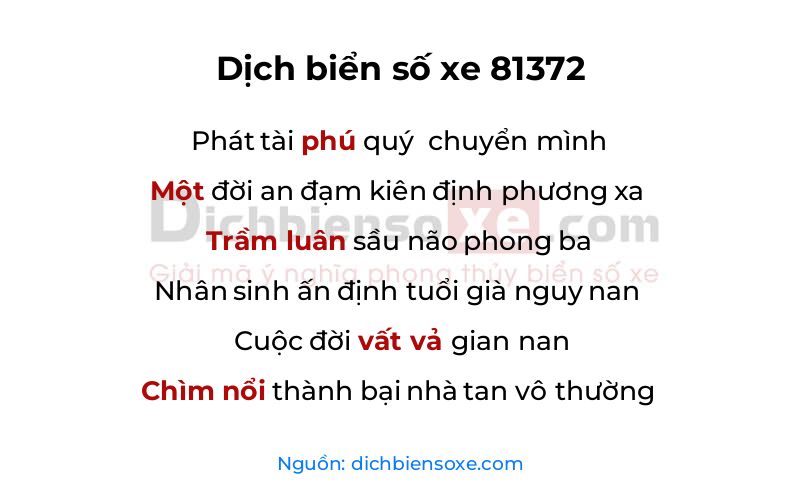 Dịch thơ biển số 81372