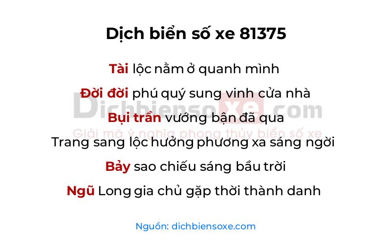 Dịch thơ biển số 81375