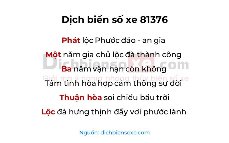 Dịch thơ biển số 81376