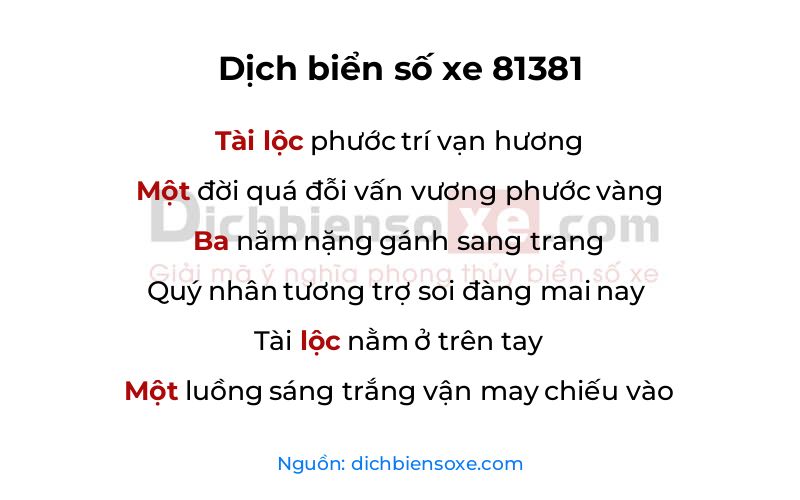 Dịch thơ biển số 81381