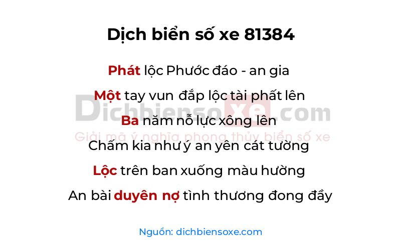 Dịch thơ biển số 81384