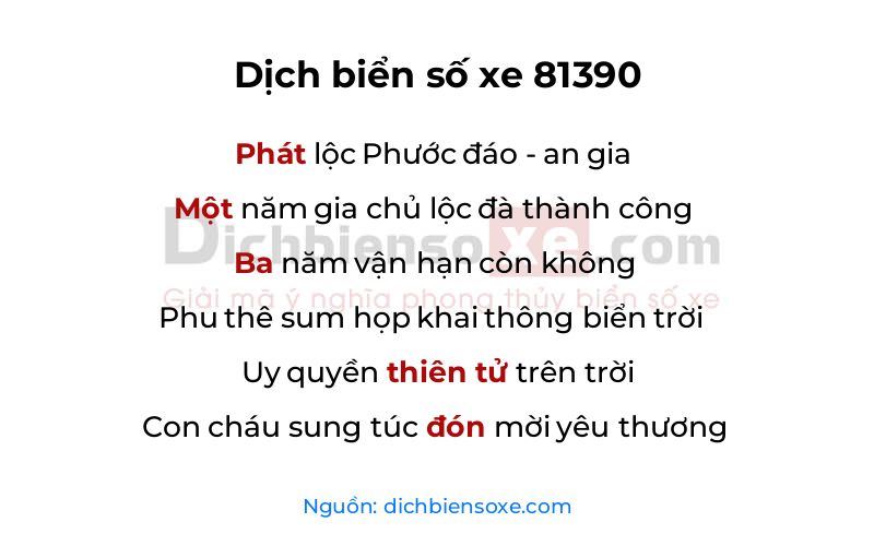 Dịch thơ biển số 81390