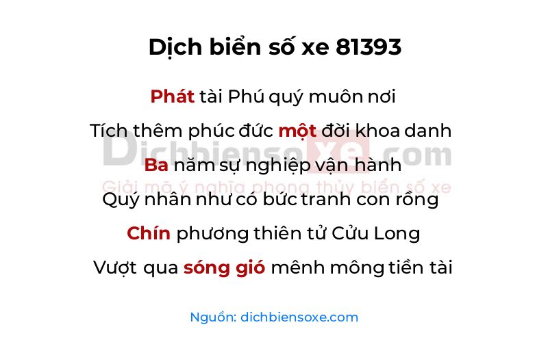 Dịch thơ biển số 81393