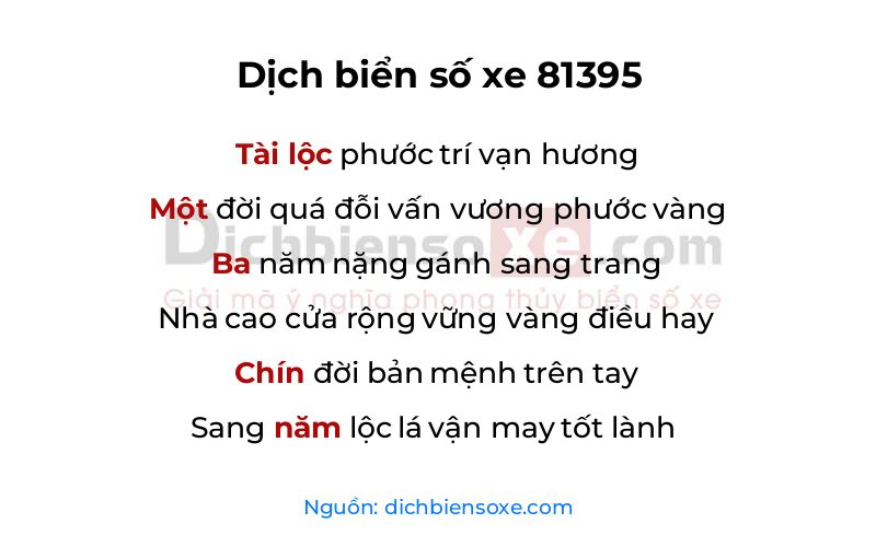 Dịch thơ biển số 81395