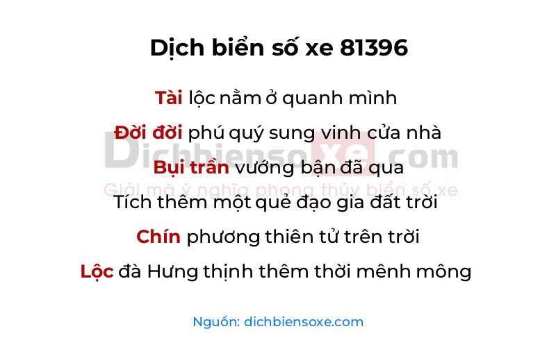 Dịch thơ biển số 81396
