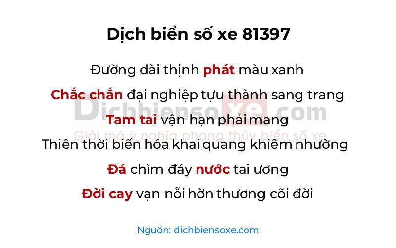 Dịch thơ biển số 81397