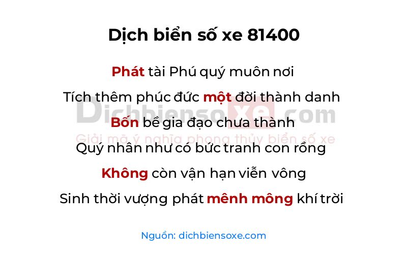 Dịch thơ biển số 81400