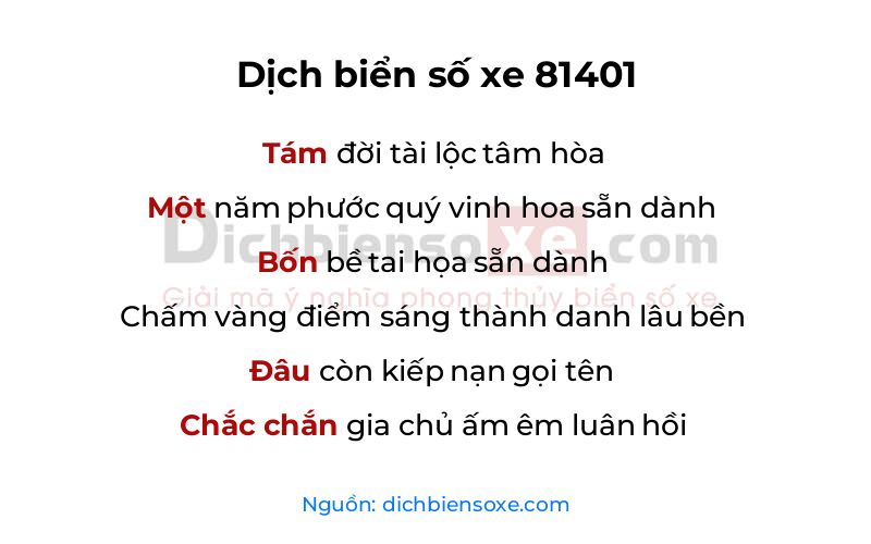 Dịch thơ biển số 81401