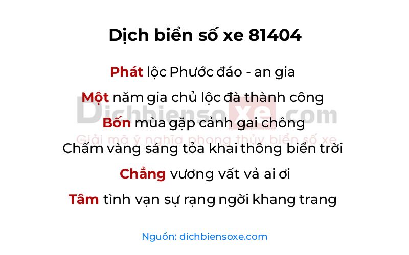 Dịch thơ biển số 81404