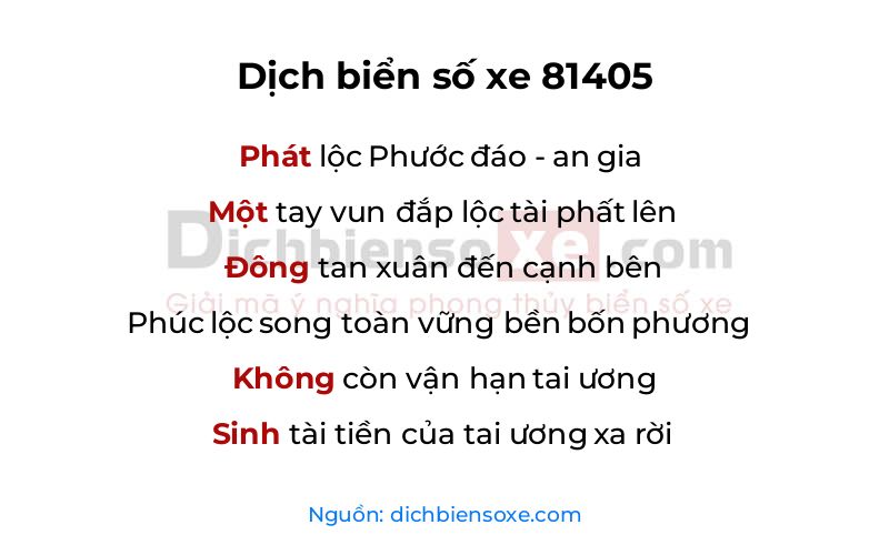 Dịch thơ biển số 81405