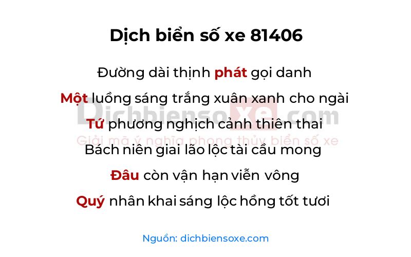 Dịch thơ biển số 81406