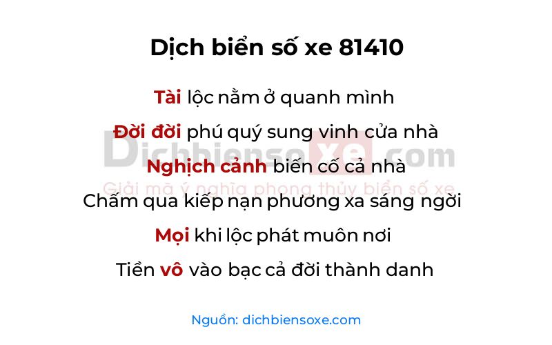 Dịch thơ biển số 81410