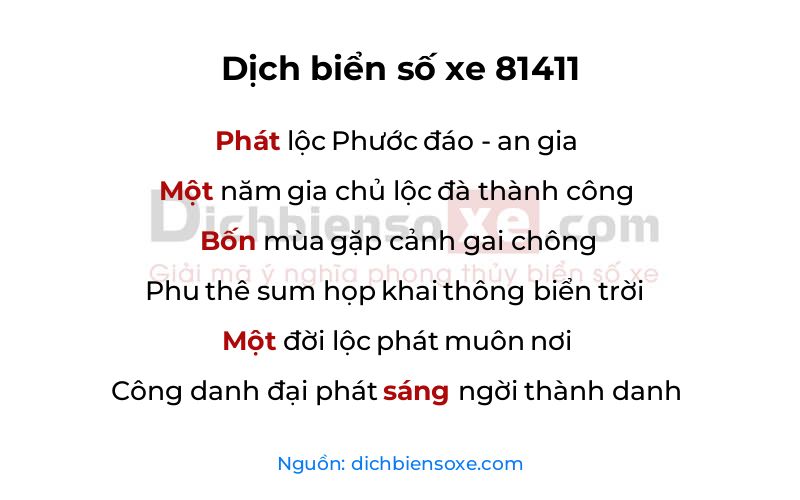 Dịch thơ biển số 81411
