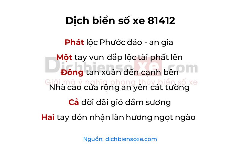 Dịch thơ biển số 81412