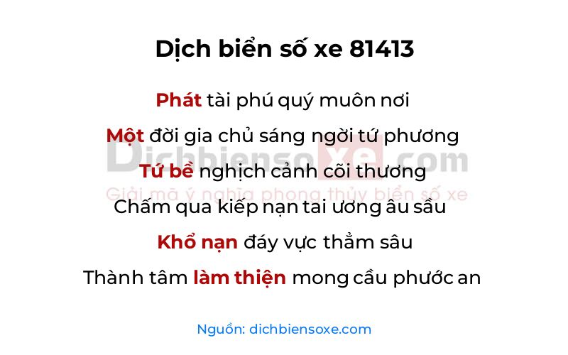 Dịch thơ biển số 81413