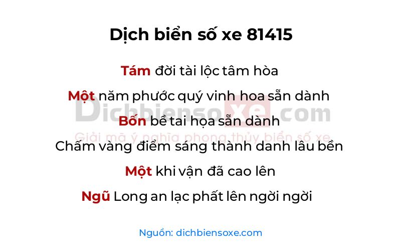 Dịch thơ biển số 81415