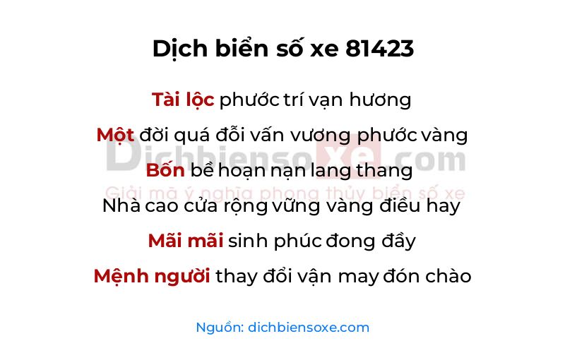 Dịch thơ biển số 81423