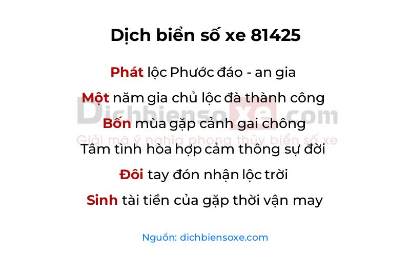 Dịch thơ biển số 81425