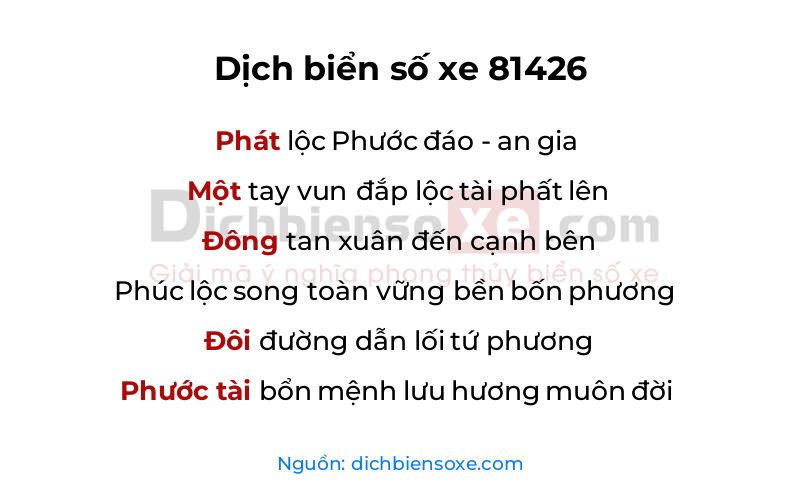 Dịch thơ biển số 81426