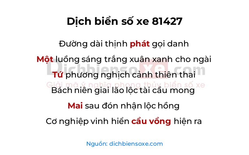 Dịch thơ biển số 81427