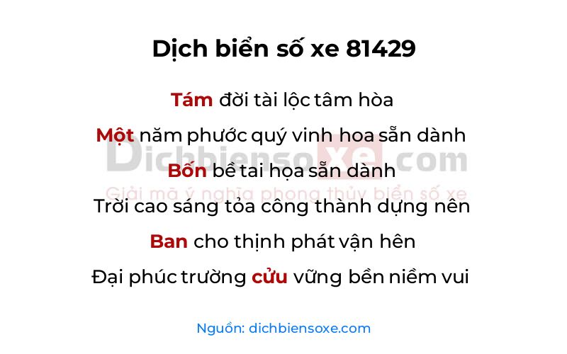 Dịch thơ biển số 81429