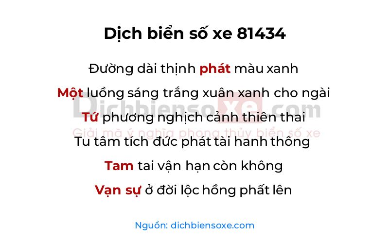 Dịch thơ biển số 81434