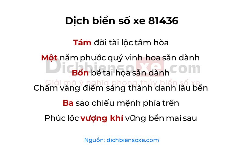 Dịch thơ biển số 81436