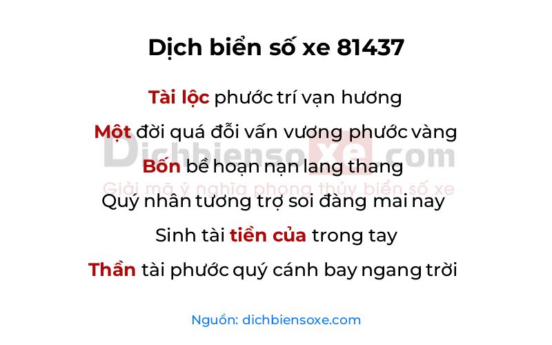 Dịch thơ biển số 81437