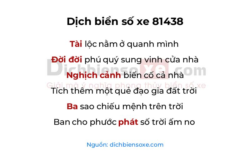 Dịch thơ biển số 81438