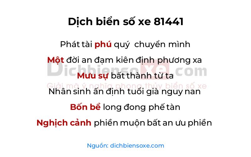 Dịch thơ biển số 81441