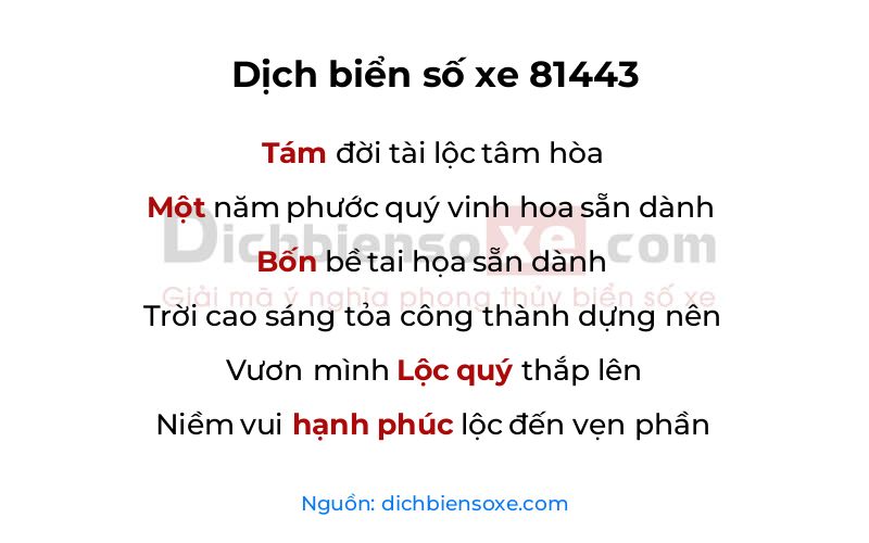 Dịch thơ biển số 81443