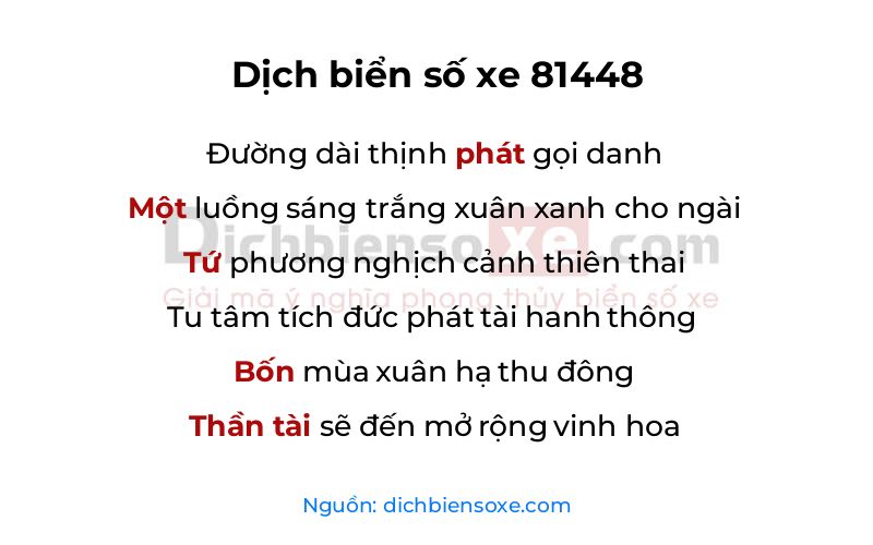 Dịch thơ biển số 81448