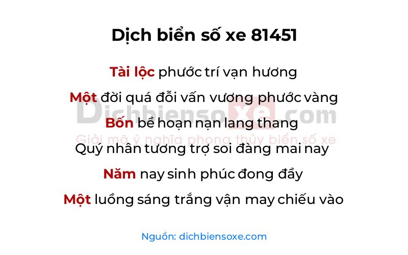 Dịch thơ biển số 81451