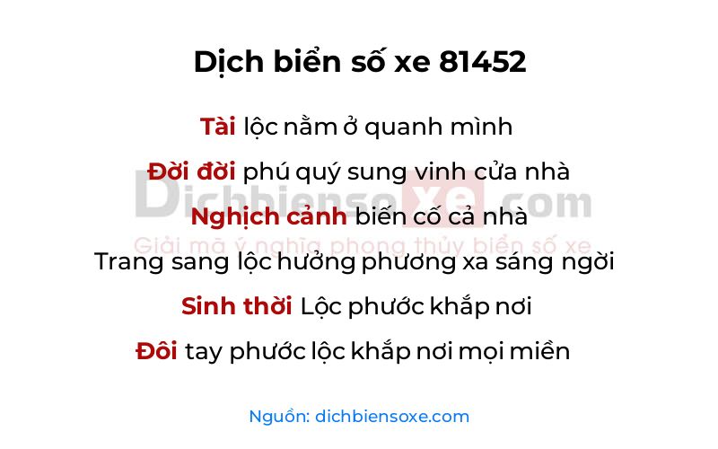 Dịch thơ biển số 81452