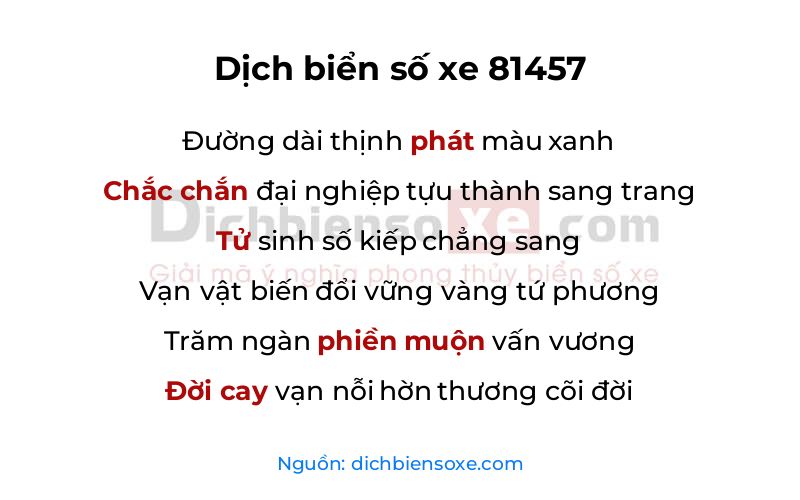 Dịch thơ biển số 81457
