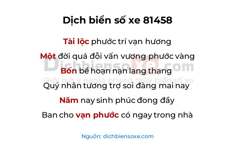 Dịch thơ biển số 81458