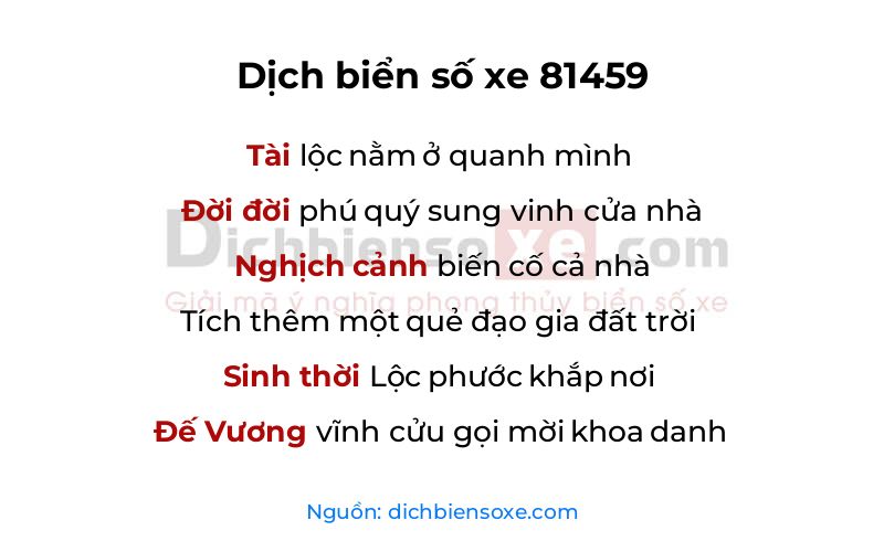 Dịch thơ biển số 81459