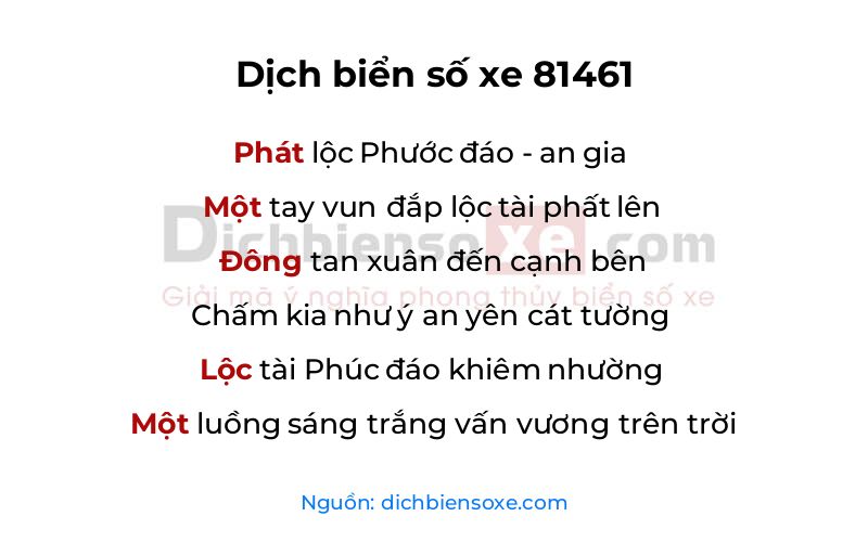 Dịch thơ biển số 81461