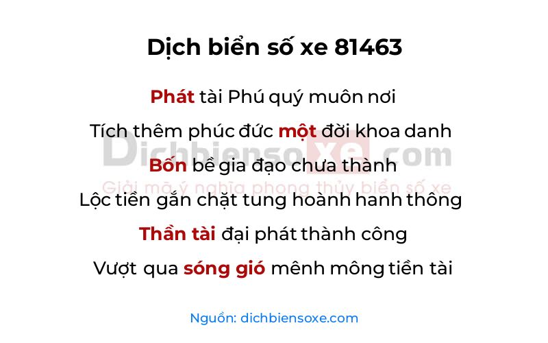 Dịch thơ biển số 81463
