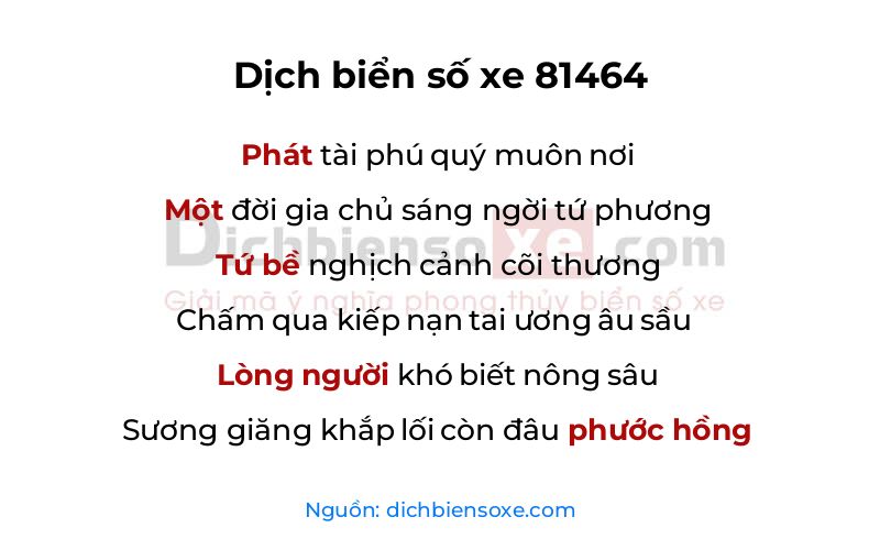Dịch thơ biển số 81464