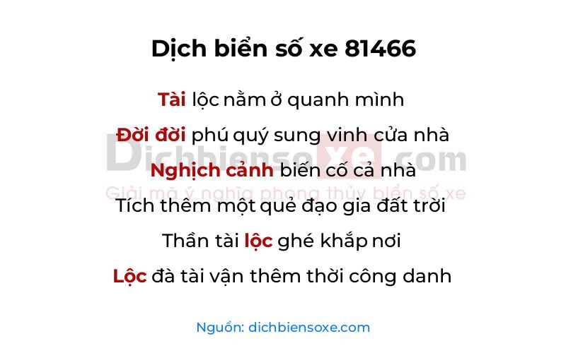 Dịch thơ biển số 81466
