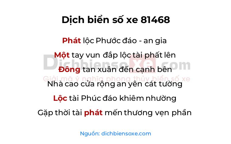 Dịch thơ biển số 81468