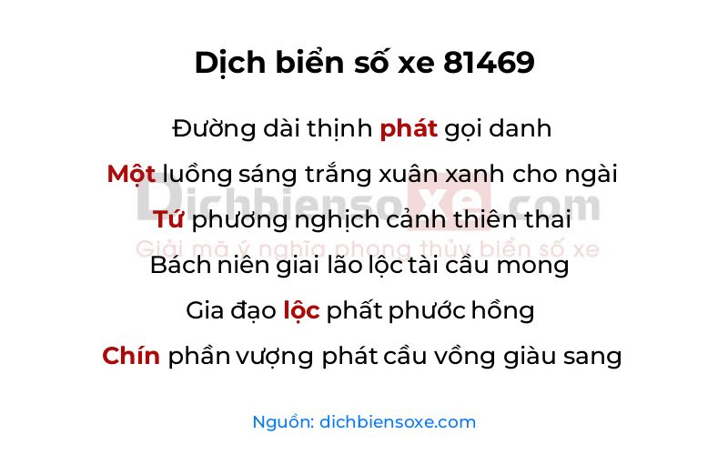 Dịch thơ biển số 81469