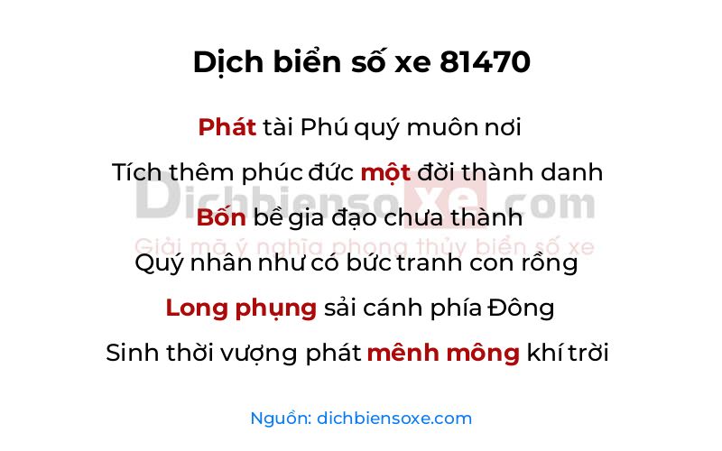 Dịch thơ biển số 81470