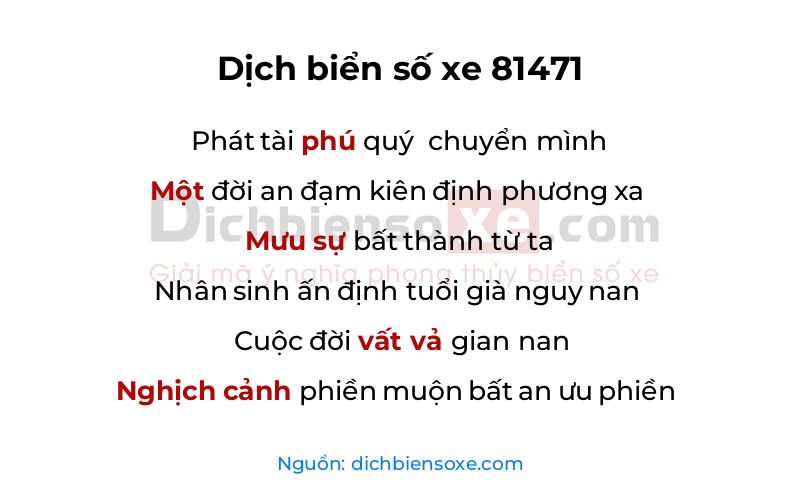Dịch thơ biển số 81471