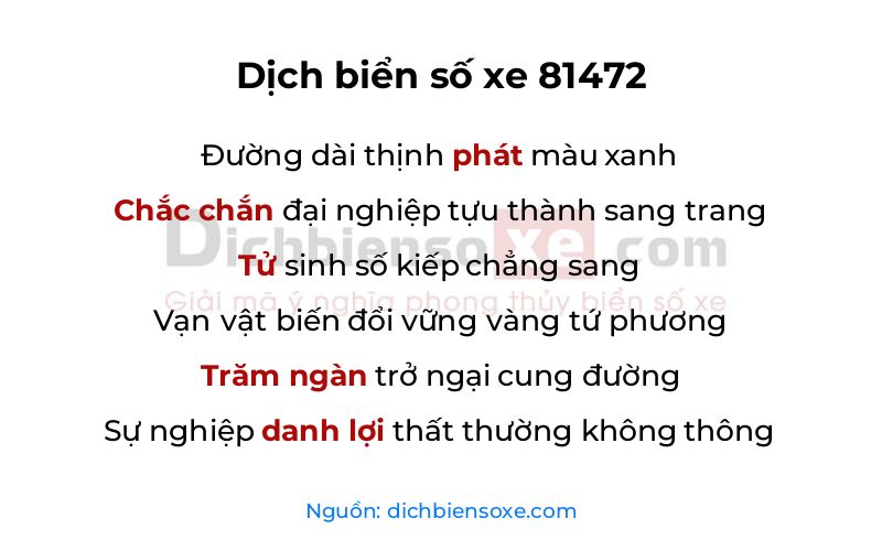 Dịch thơ biển số 81472