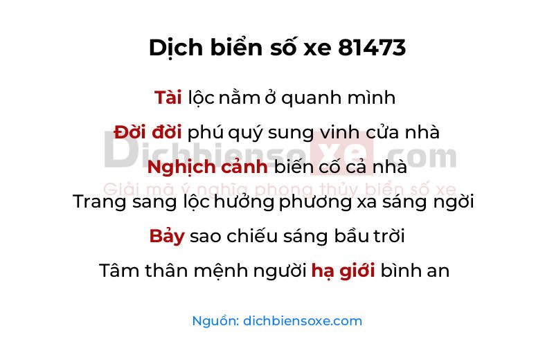 Dịch thơ biển số 81473