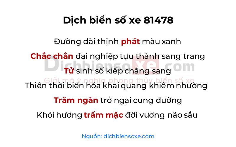 Dịch thơ biển số 81478